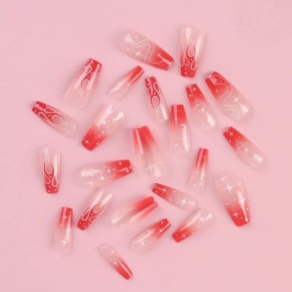 24 pcs Coffin Acrylic Press On Nail Set Reusable - Picture 10 of 10